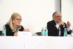 Diana Eck, left, with Devesh Chaturvedi