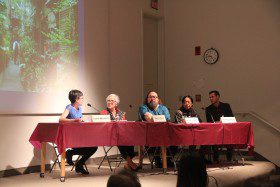 From left: Laura Weinstein, Martha Chen, Theodore Bestor, Hu Xiangcheng