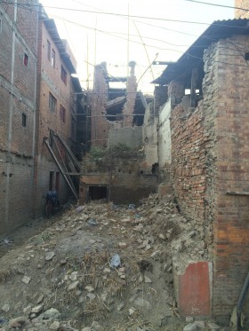 A destroyed building in Bhaktapur
