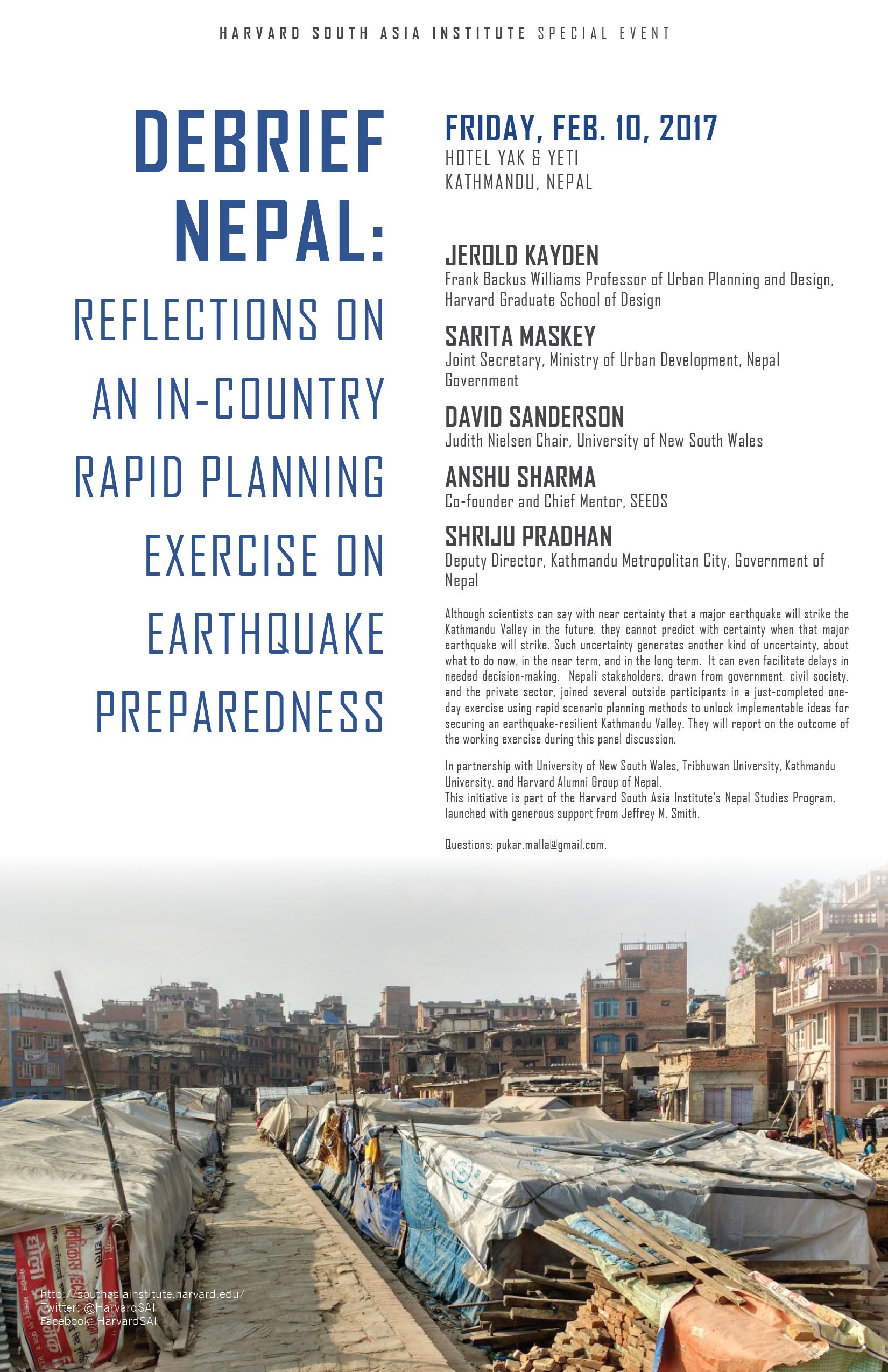 Debrief Nepal: Reflections on a Rapid Scenario Planning Exercise on Earthquake Preparedness