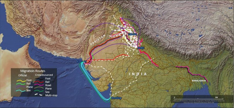 Map of Partition Routes