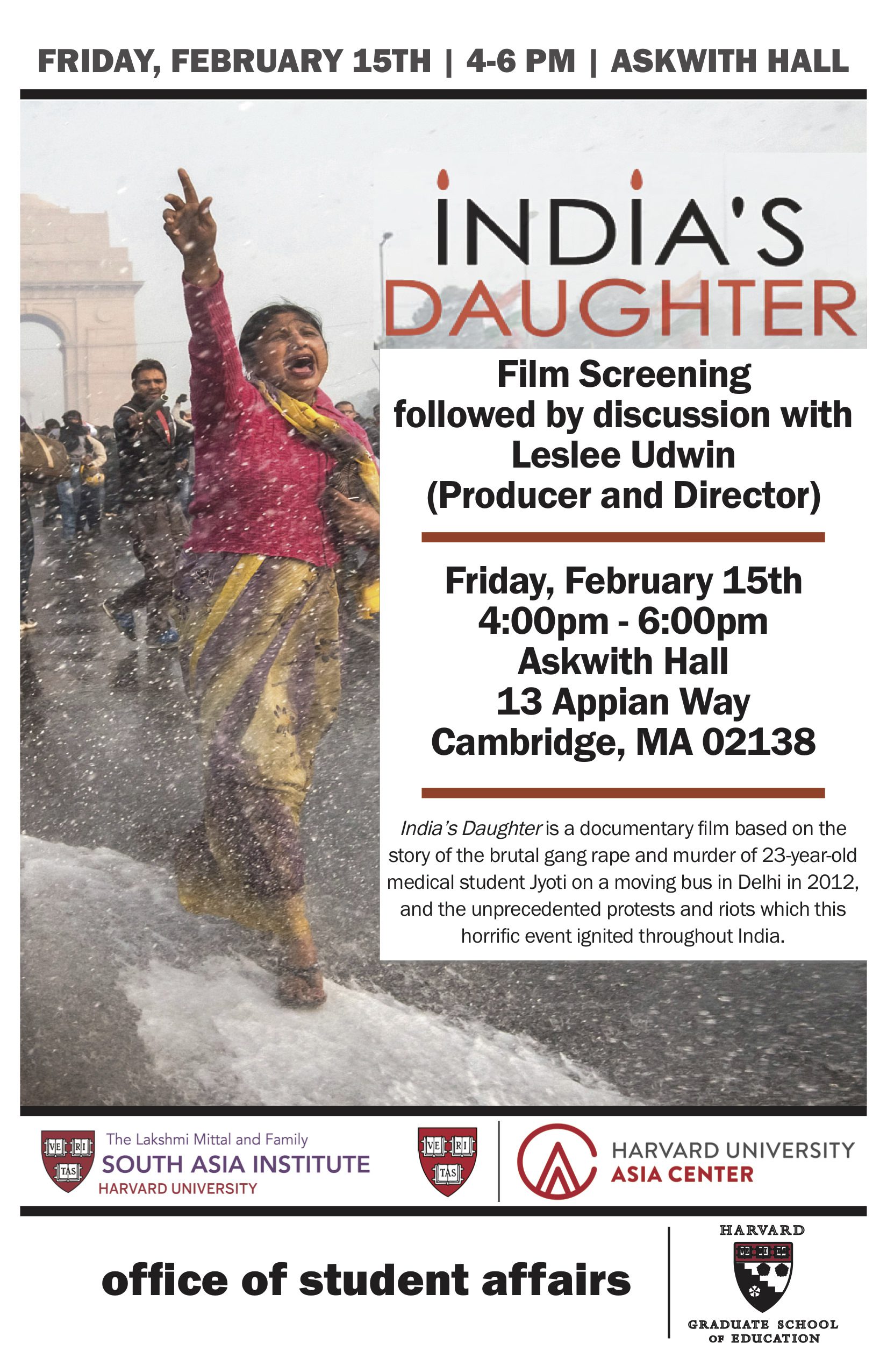 India's Daughter Film Screening and Discussion • The Lakshmi Mittal