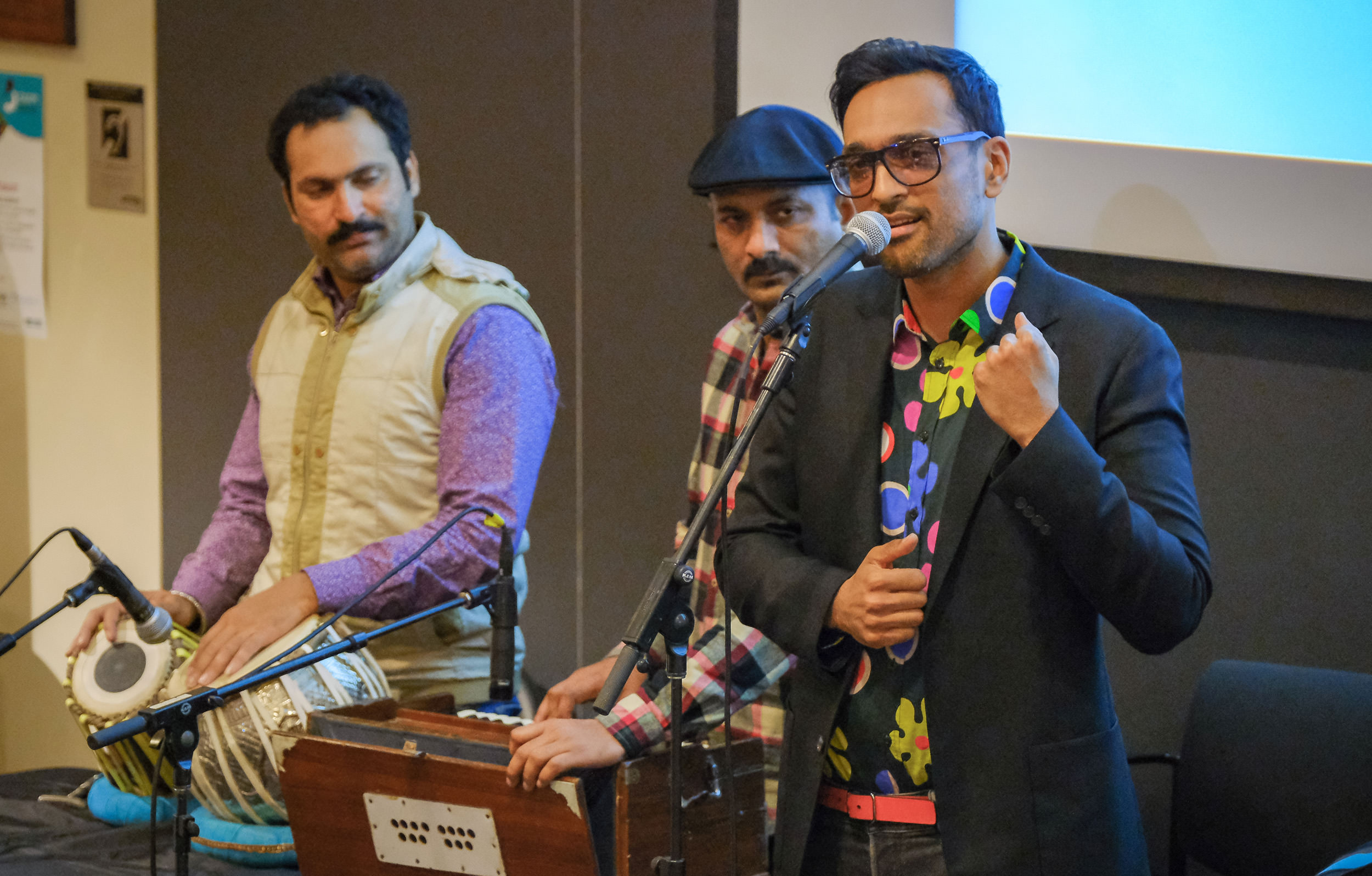 Ali Sethi and his band perform at the "Art of the Ghazal" event.