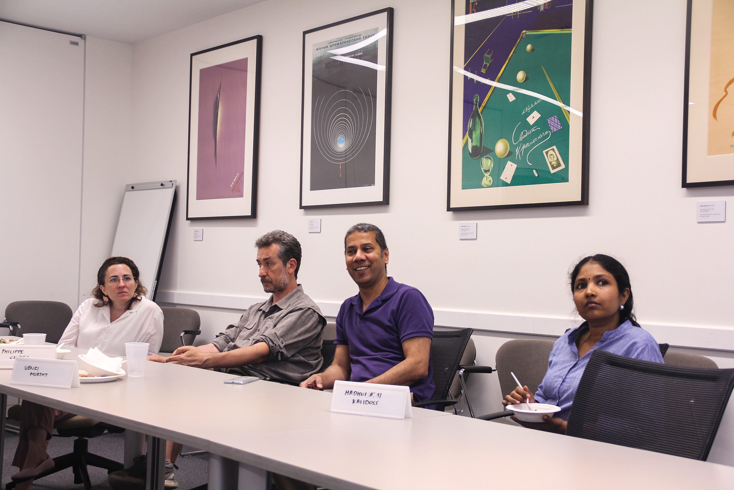 From left to right: Professor Elena Kramer, Professor Philippe Cluzel, Professor Venkatesh Murthy, and new B4 fellow Madhumathi Kalidoss.