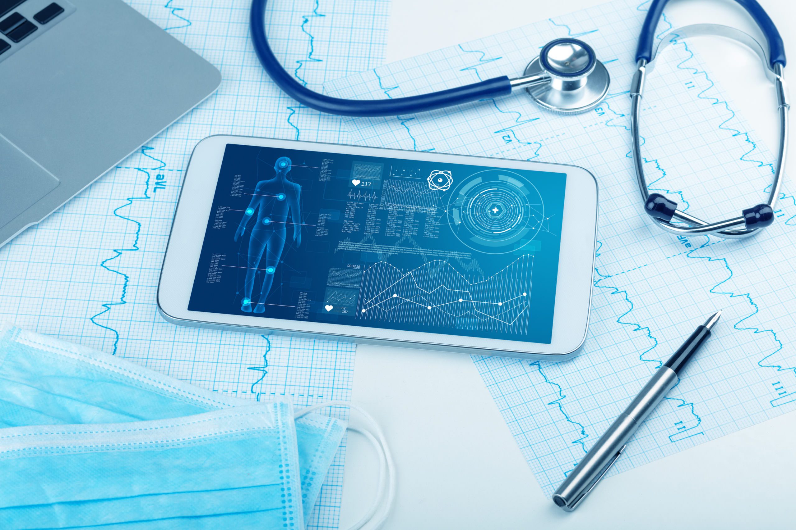 Medical full body screening software on tablet