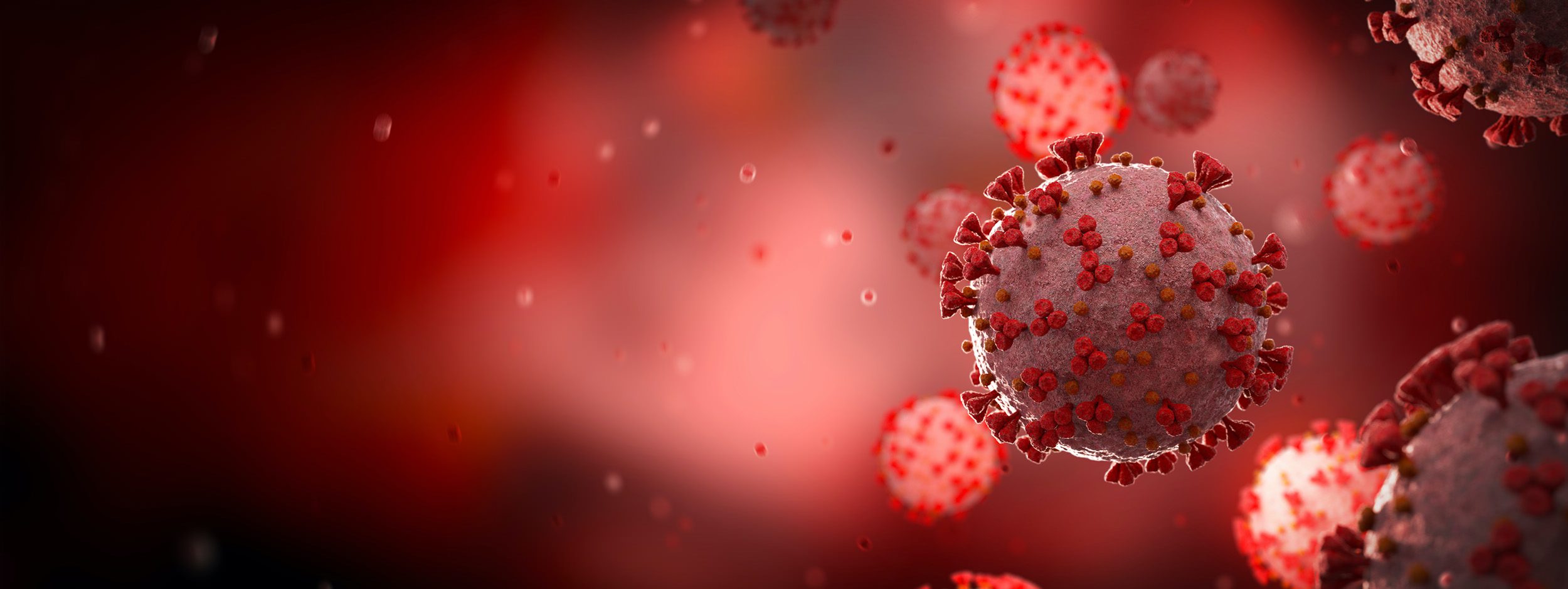 Microscopic close-up of the covid-19 disease. Coronavirus illness spreading in body cell. 2019-nCoV analysis on microscope level 3D rendering