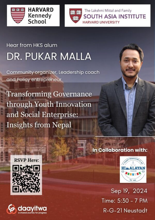 Dr. Pukar Malla Harvard Talk Program Poster